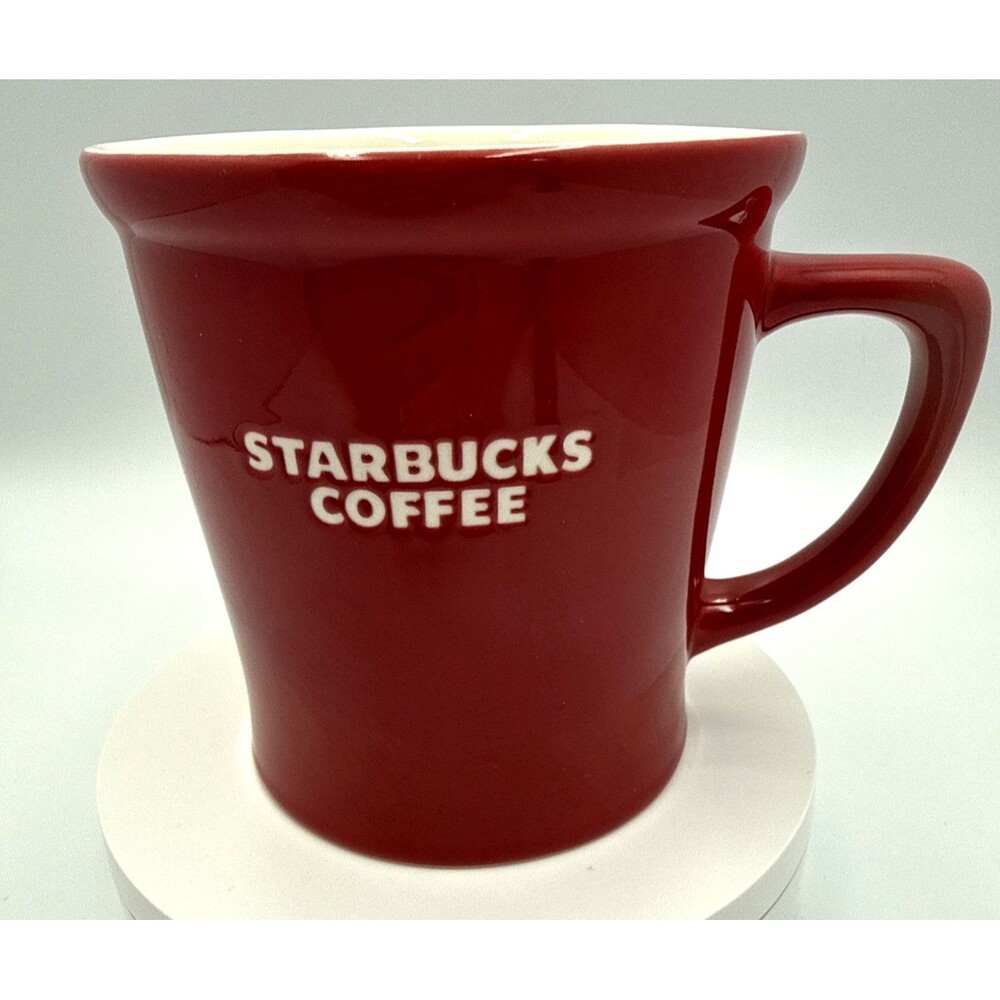 2008 Starbucks 14oz Coffee Mug - Solid Red - White Embossed NEW
